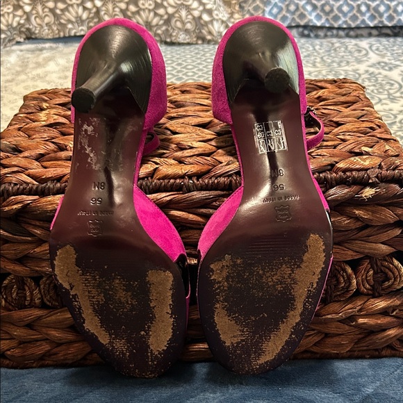 Via Spiga Fuchsia and Black Suede Heels Size 8M - Picture 7 of 8